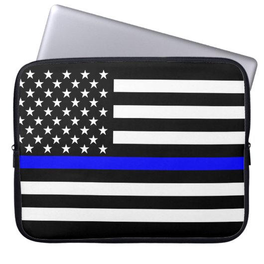 US Flag Thin Blue Line Grafik Laptopschutzhülle (Vorderseite)