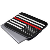US Flag Thin Red Line Grafik Laptopschutzhülle (Vorne Knopf)