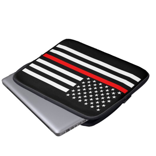 US Flag Thin Red Line Grafik Laptopschutzhülle (Vorne Knopf)