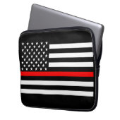 US Flag Thin Red Line Grafik Laptopschutzhülle (Vorderseite Links)