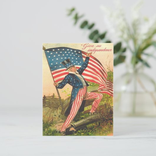US Flag Uncle Sam Battlefield Cannon Postkarte (Stehend Vorderseite)