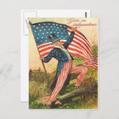US Flag Uncle Sam Battlefield Cannon Postkarte (Vorne/Hinten)