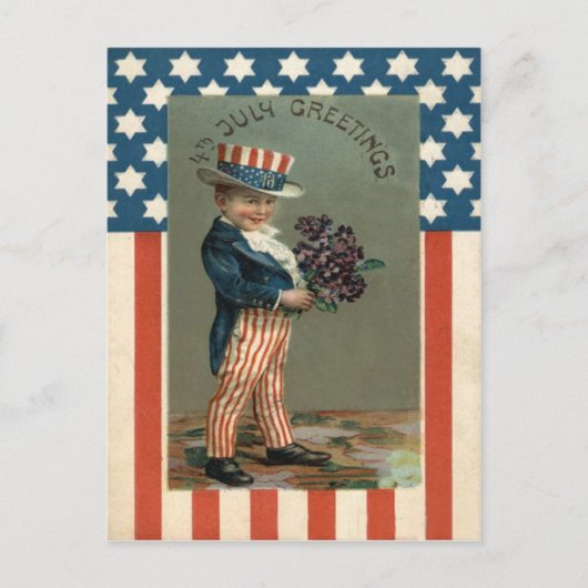 US Flag Uncle Sam Boy Violets Postkarte (Vorderseite)