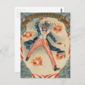 US Flag Uncle Sam Fireworks Firecracker Postkarte (Vorne/Hinten)