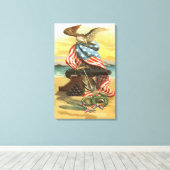 US Flag Wreath Beach Cannon Anchor Eagle Leinwanddruck (Insitu (Holzboden))