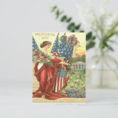 US Flag Wreath Lady Liberty Friedhof Postkarte (Stehend Vorderseite)