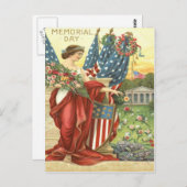 US Flag Wreath Lady Liberty Friedhof Postkarte (Vorne/Hinten)