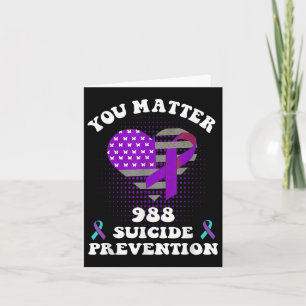 Us Flag You 988 Suicide Prevention Awareness Ribbo Karte