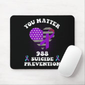 Us Flag You 988 Suicide Prevention Awareness Ribbo Mousepad (Mit Mouse)