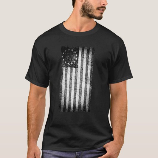 US-Flagge 1776, Schwarzweiss T-Shirt (Vorderseite)