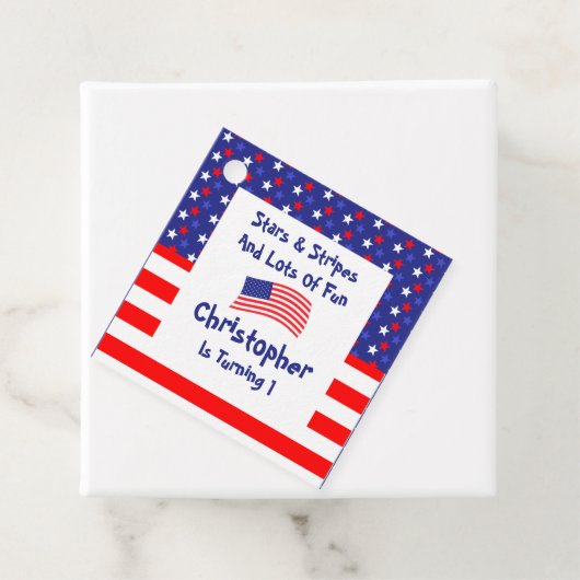 US Flagge 1. Geburtstag Geschenkanhänger (Beispiel)