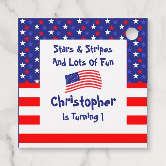 US Flagge 1. Geburtstag Geschenkanhänger (Rückseite)