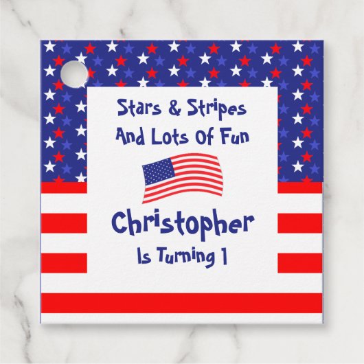 US Flagge 1. Geburtstag Geschenkanhänger (Vorderseite)