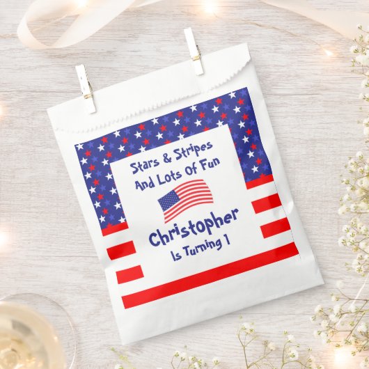 US Flagge 1. Geburtstag Geschenktütchen (Ausgeschnitten)