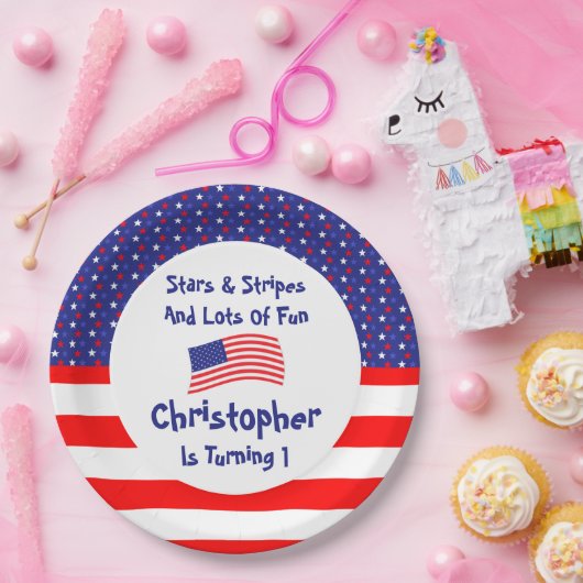 US Flagge 1. Geburtstag Pappteller (Party)
