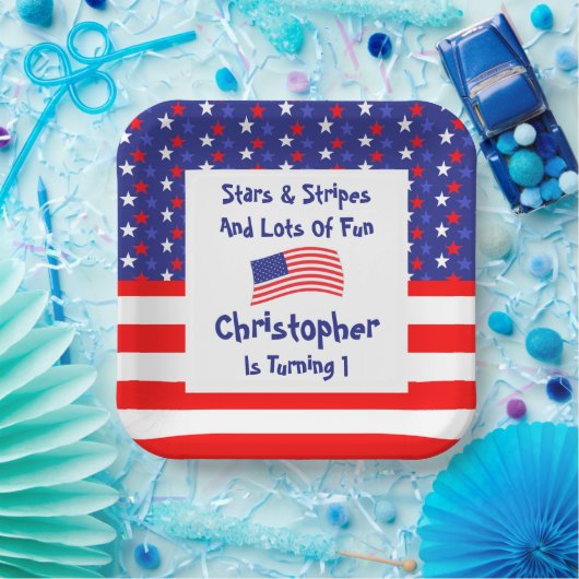 US Flagge 1. Geburtstag Pappteller (Party)