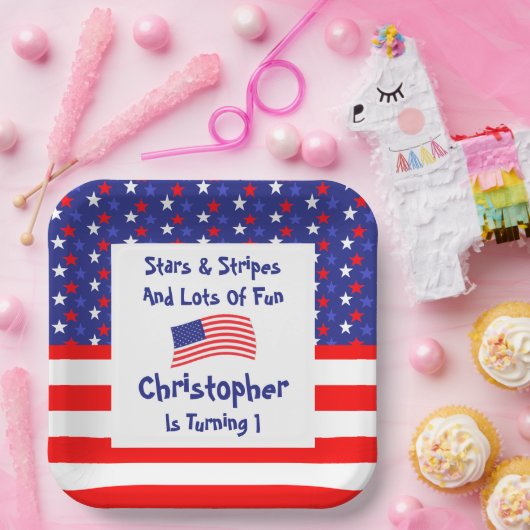 US Flagge 1. Geburtstag Pappteller (Party)