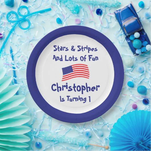 US Flagge 1. Geburtstag Pappteller (Party)