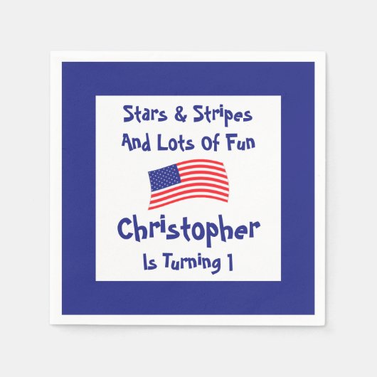 US Flagge 1. Geburtstag Serviette (Vorderseite)