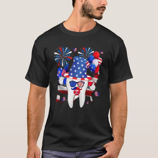US-Flagge 4. Juli American Dentist Dental Assistan T-Shirt (Vorderseite)