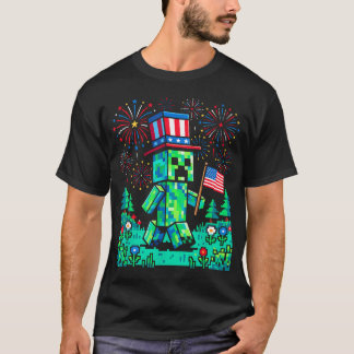 Us-Flagge 4. Juli Gamer Pixel Gaming Patriotisch T-Shirt