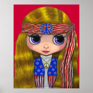 US Flagge 4. Juli Hippie Poster