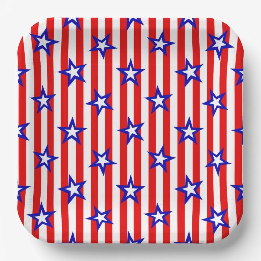US Flagge 4. Juli Papierplatte Pappteller (Vorderseite)