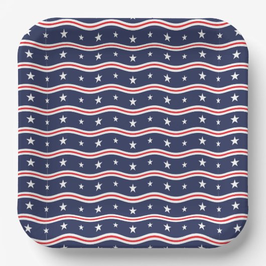 US Flagge 4. Juli Papierplatte Pappteller (Vorderseite)