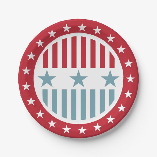 US Flagge 4. Juli PartyPaper Plate Pappteller (Vorderseite)