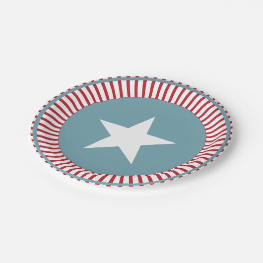 US Flagge 4. Juli PartyPaper Plate Pappteller (Schrägansicht)