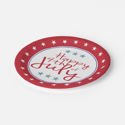 US Flagge 4. Juli PartyPaper Plate Pappteller (Schrägansicht)
