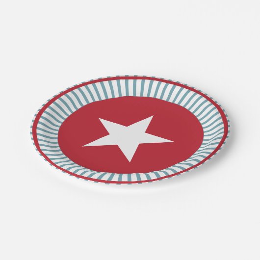 US Flagge 4. Juli PartyPaper Plate Pappteller (Schrägansicht)