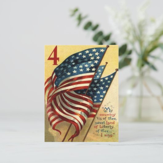 US-Flagge 4. Juli Postkarte (Stehend Vorderseite)