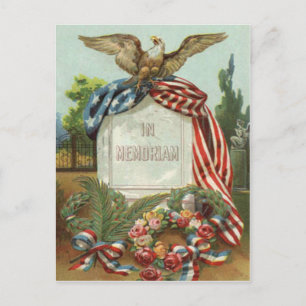 US-Flagge Adler Kranz Grabstein Grabmal Rose Postkarte