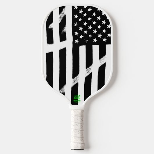 US-Flagge American Flag Grunge Retro Schwarz-weiß Pickleball Schläger (Vorderseite)