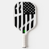 US-Flagge American Flag Grunge Retro Schwarz-weiß Pickleball Schläger (Rückseite)