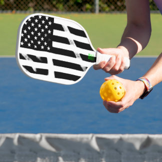 US-Flagge American Flag Grunge Retro Schwarz-weiß Pickleball Schläger