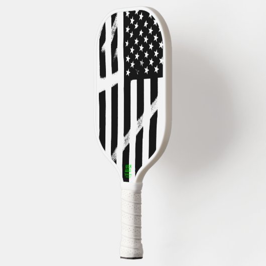 US-Flagge American Flag Grunge Retro Schwarz-weiß Pickleball Schläger (Links)