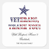 US Flagge Amerikaner Veteranen Vielen Dank Quadratischer Aufkleber (Vorderseite)