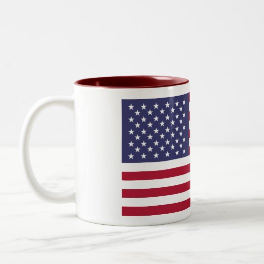 US-Flagge Amerikanische Flagge Red White Strips St Zweifarbige Tasse (Links)