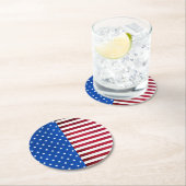 US Flagge-Amerikanische Flagge Runder Pappuntersetzer (Vor Ort)