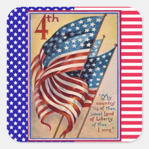 US Flagge Amerikanische Unabhängigkeitstag Patriot Quadratischer Aufkleber