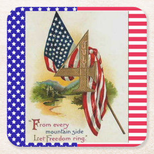 US Flagge Amerikanische Unabhängigkeitstag Patriot Rechteckiger Pappuntersetzer
