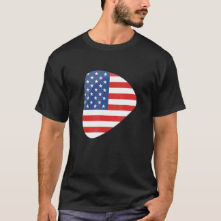 US-Flagge Amerikanisches Plektrum Gitarre Bass Git T-Shirt