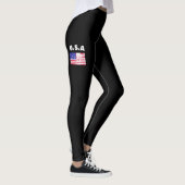 US-Flagge Amerikas verblasste Glanzflagge schwarze Leggings (Rechts)