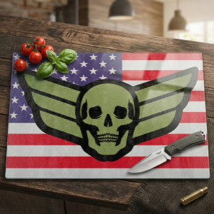 US-Flagge Armee Totenkopf Flügel Schneidebrett