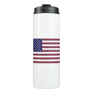 US-Flagge aus Edelsteinen Thermosbecher