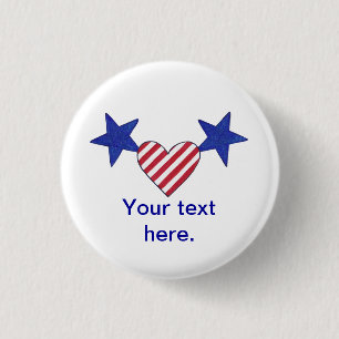 US Flagge aus Rot-Weiß und Blau-Herz Button