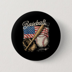 US-Flagge Baseballspieler Schläger Fan Fänger  Button