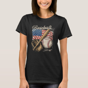 US-Flagge Baseballspieler Schläger Fan Fänger T-Shirt
